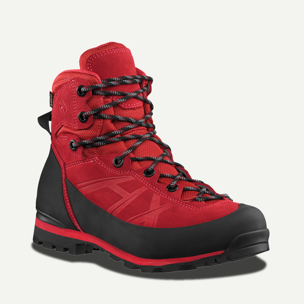 Wanderschuh, Rot, Hochschnitt, Gummisohle, Schnürstiefel