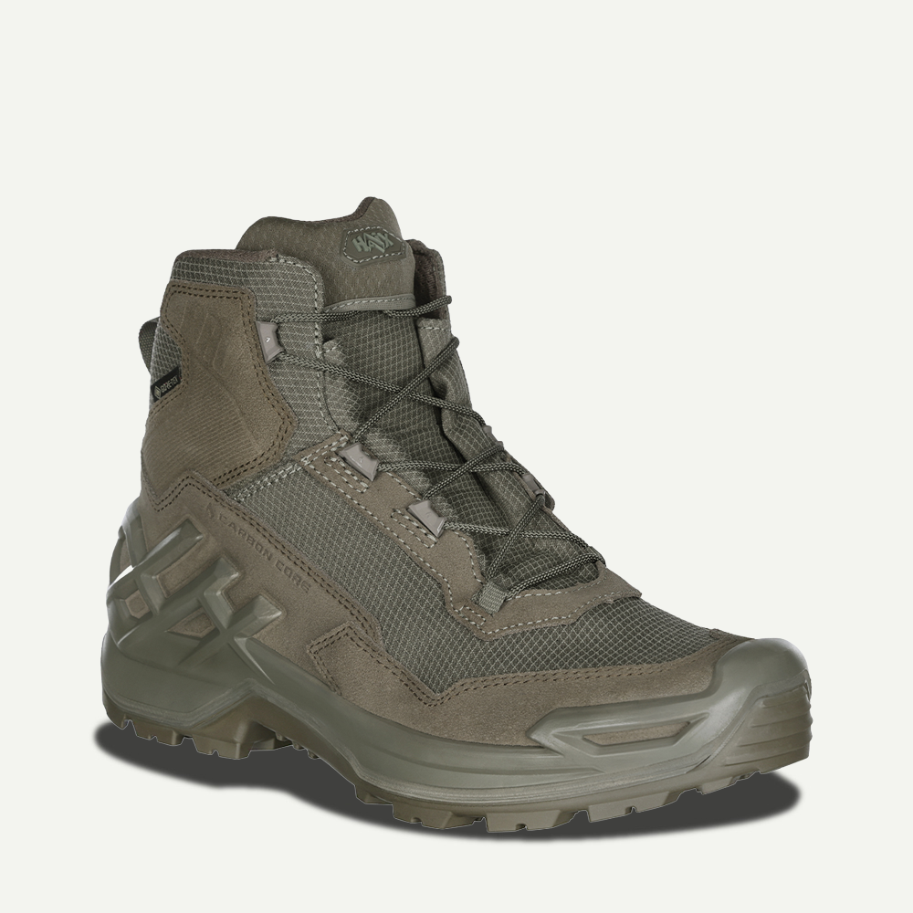 Wanderstiefel, Olivgrün, Textil und Veloursleder, Schnürverschluss, Profilsohle