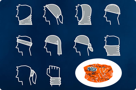 hijab, scarf, headwear, neck warmer, orange pattern