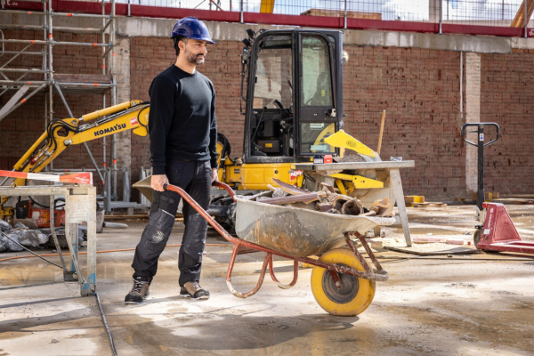Baustelle, Schubkarre, Arbeitskraft, Baugerät, Kran