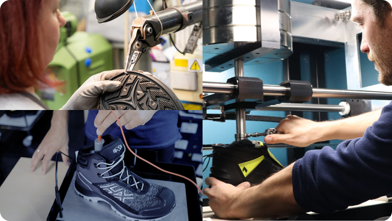 Schuhherstellung, Maßschuh, Schuhproduktion, Laborarbeitsbereich, Industriearbeit
