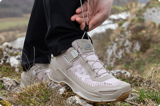 robuste Schuhe, Wanderschuh, Knöchelhoher Stiefel, Mesh-Gewebe, hellgrau