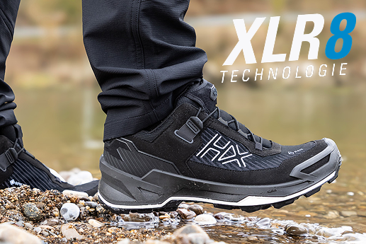 Wanderschuh, Trail-Schuh, Gummi-Sohle, Schwarz, XLR8-Technologie